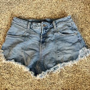 Sincerely Jules Blue Jean Shorts with Frayed Hem